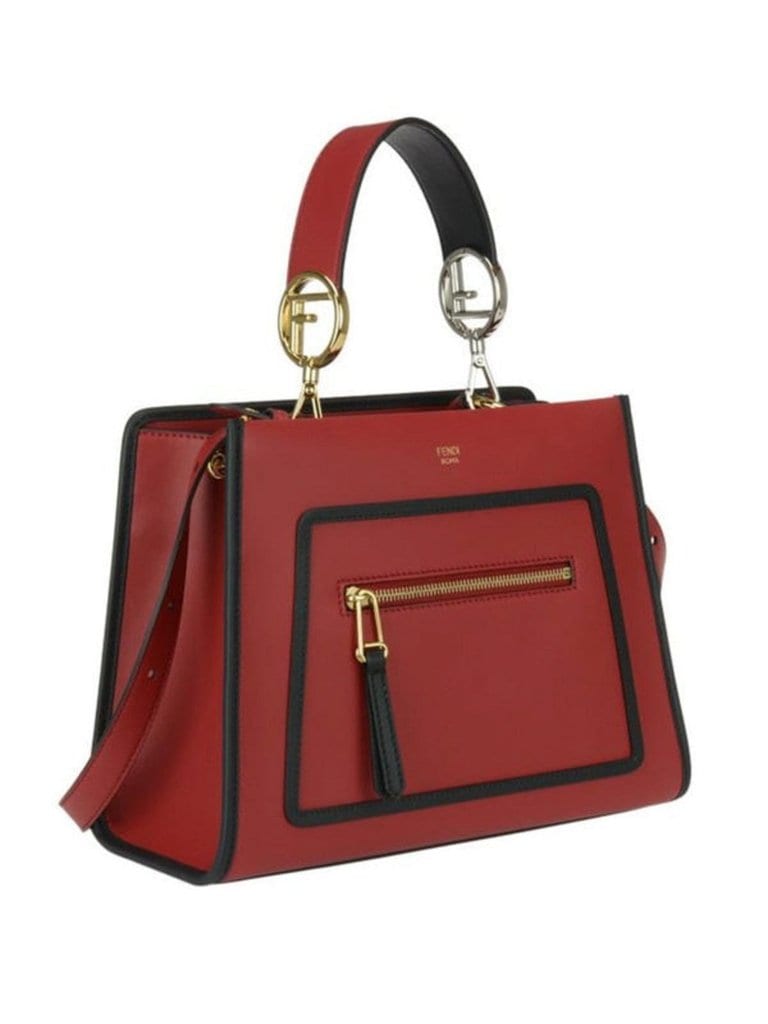 Fendi Classic Red Runaway Bag 2 Way Calf Leather Shopping Tote Handbag ...