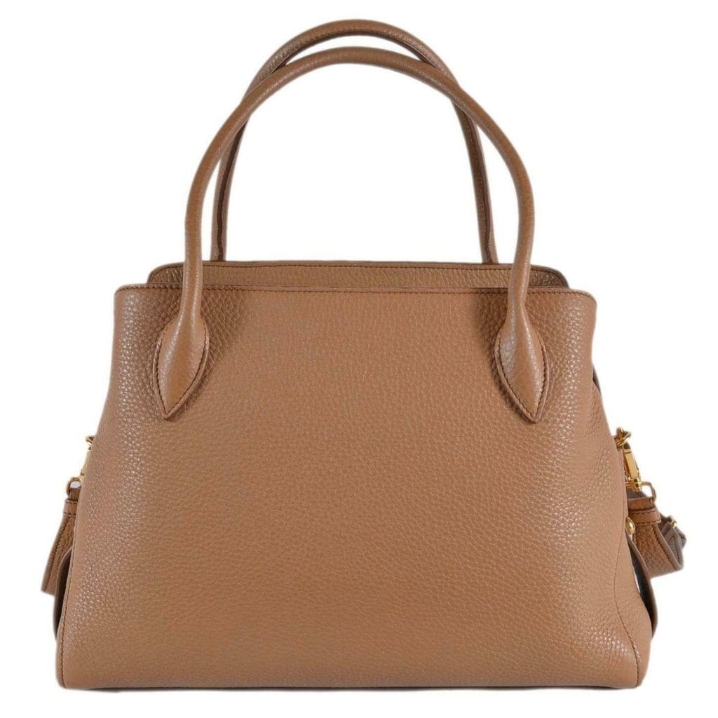 Prada Vitello Daino Leather Center Zip 2-Way Handbag Purse Beige/Brown ...