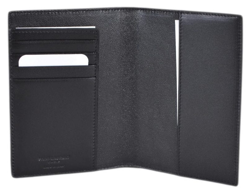 Saint Laurent YSL Black Croc Embossed Leather Passport Holder ...