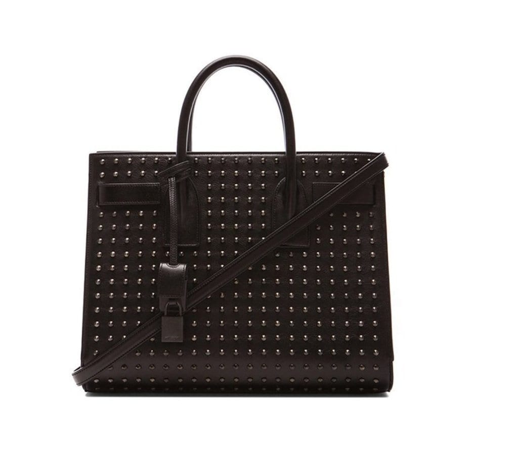 SAINT LAURENT YSL Women’s Black Studded Small Sac de Jour Handbag ...