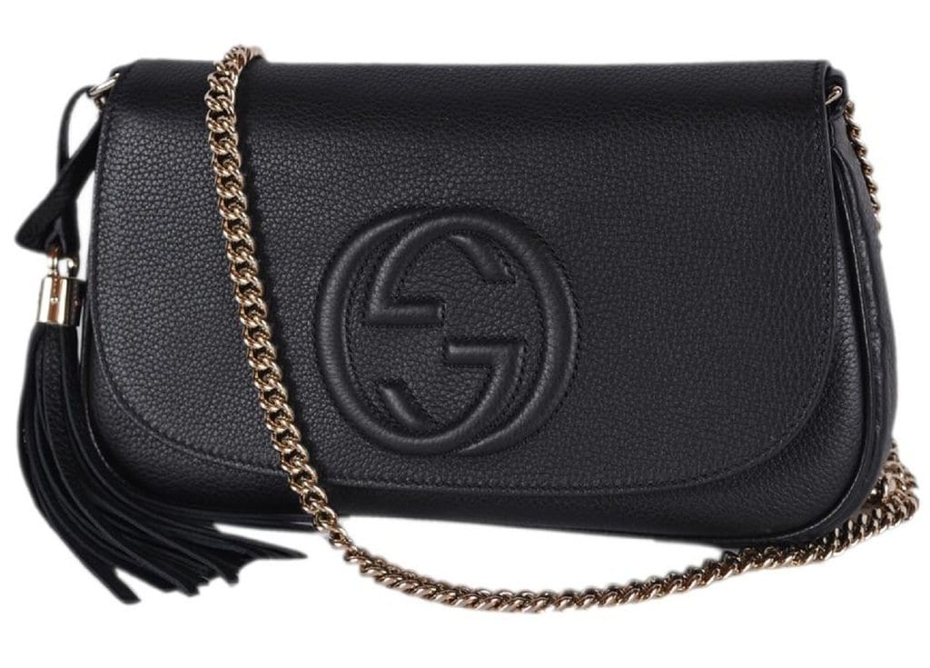 Gucci Womens Black Nero Soho Cellarius Gold Chain Tassel Leather ...