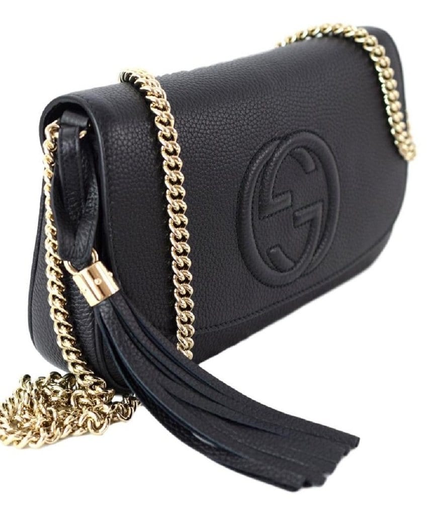 Gucci Womens Black Nero Soho Cellarius Gold Chain Tassel Leather ...