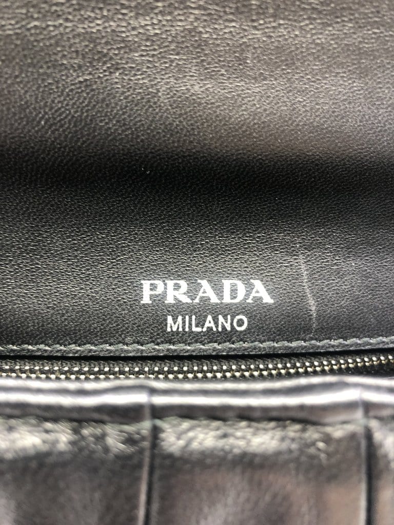 Prada Women’s Black Pattina Nappa Gaufre Leather Crossbody Handbag Bag ...