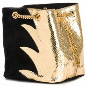 Saint Laurent Baby Emmanuelle Chain Two-Toned Leather Bucket Bag
